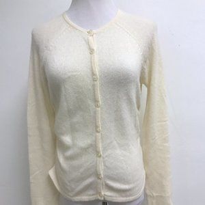Whim cashmere cardigan sweater cream ruched sides so soft S